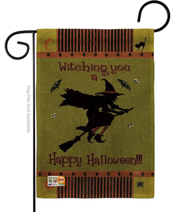 BD-HO-G-112053-IP-DB-D-US12-SB 13 x 18.5 in. Witching You Burlap Fall Halloween Impressions Decorative Vertical Double Sided Garden Flag