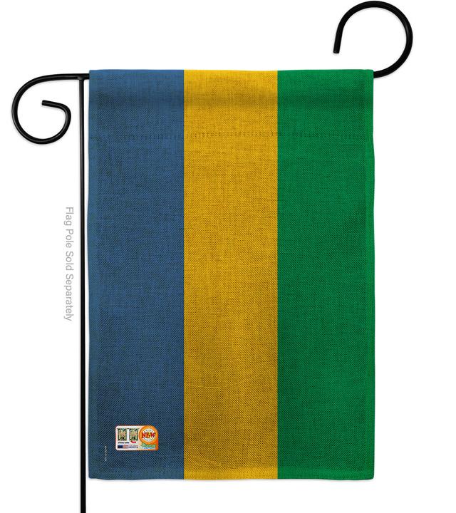BD-CY-G-108294-IP-DB-D-US15-BD 13 x 18.5 in. Gabon Burlap Flags of the World Nationality Impressions Decorative Vertical Double Sided Garden Flag