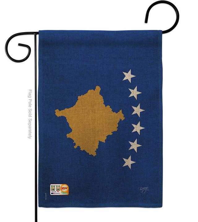 BD-CY-G-108373-IP-DB-D-US15-BD 13 x 18.5 in. Kosovo Burlap Flags of the World Nationality Impressions Decorative Vertical Double Sided Garden Flag