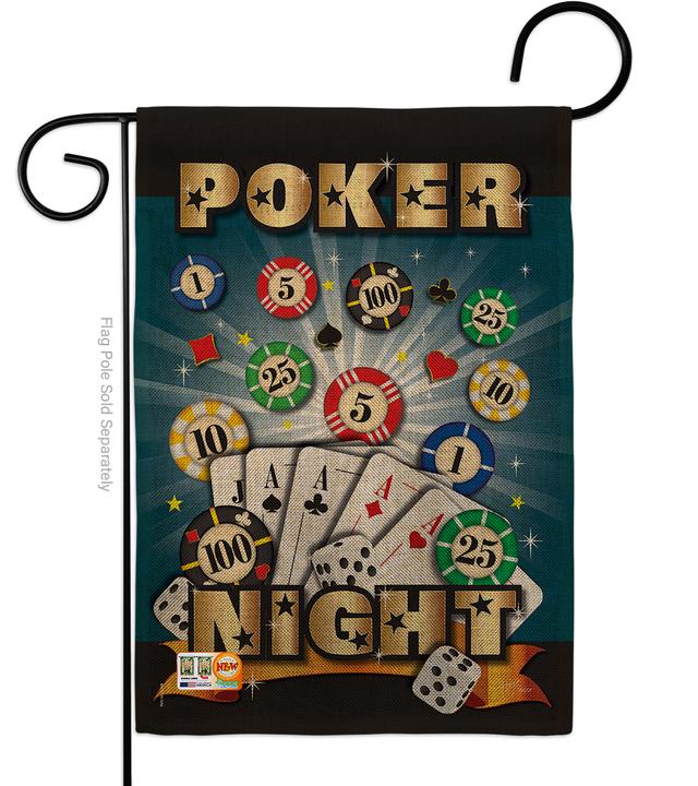 BD-HB-G-109039-IP-DB-D-US12-BD 13 x 18.5 in. Poker Night Burlap Interests Hobbies Impressions Decorative Vertical Double Sided Garden Flag