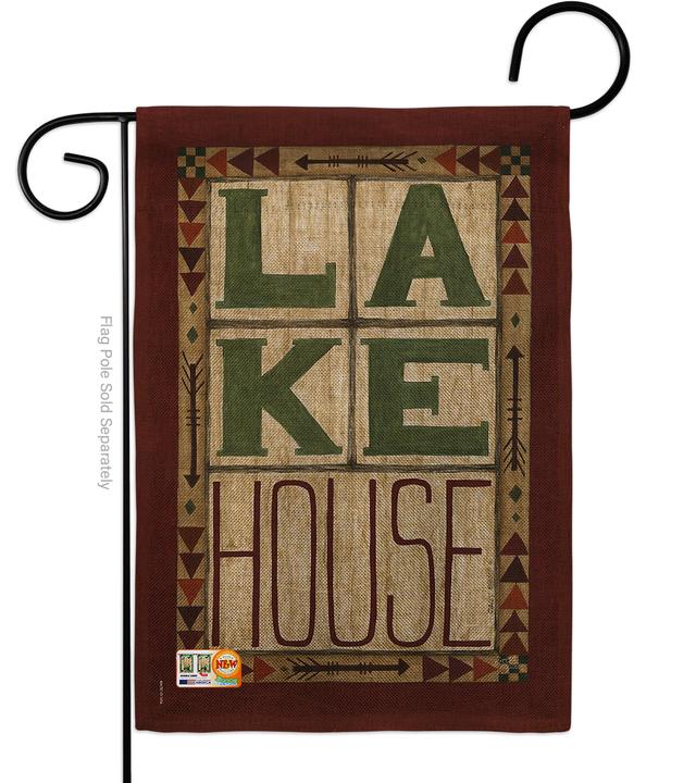 BD-OU-G-109057-IP-DB-D-US18-SB 13 x 18.5 in. Lake House Burlap Nature Outdoor Impressions Decorative Vertical Double Sided Garden Flag