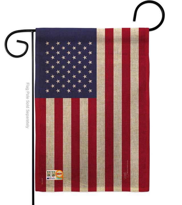BD-CY-G-108184-IP-DB-D-US13-BD 13 x 18.5 in. USA Burlap Flags of the World Nationality Impressions Decorative Vertical Double Sided Garden Flag