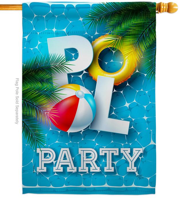 H106087-BO Pool Party House Flag Coastal Beach 28 x 40 in. Double-Sided Decorative Vertical Flags for Decoration Banner Garden Yard Gift