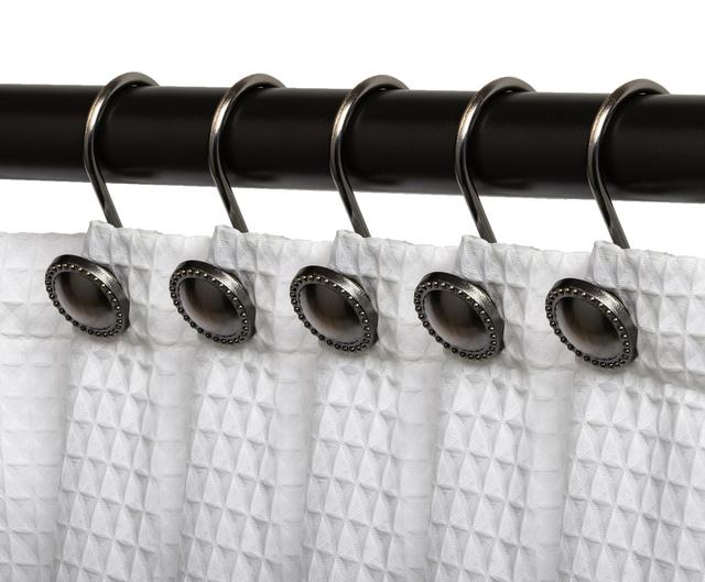 Shower Curtain Rings Hooks for Bathroom Oil Rubbed Bronze - Set of 12