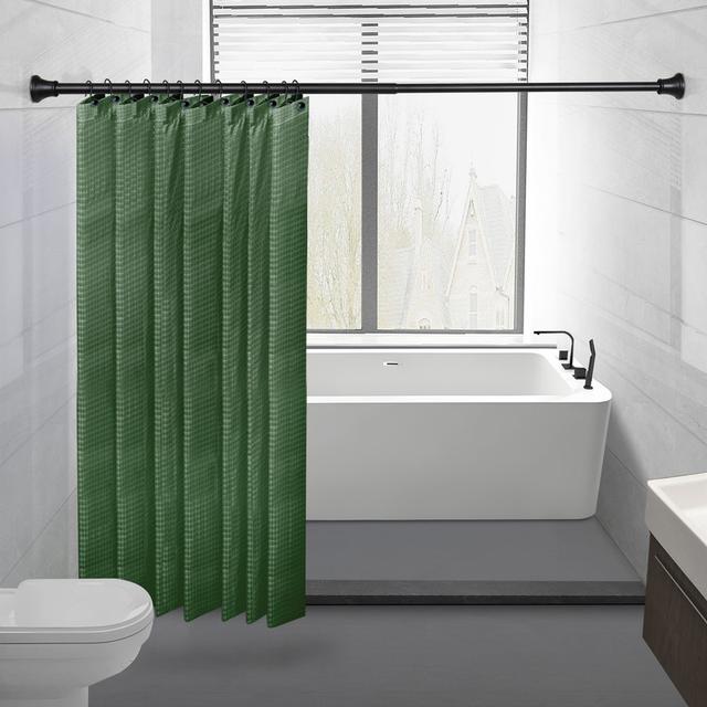 72 in. Aluminum Decorative Finial Tension Rod&#44; Black