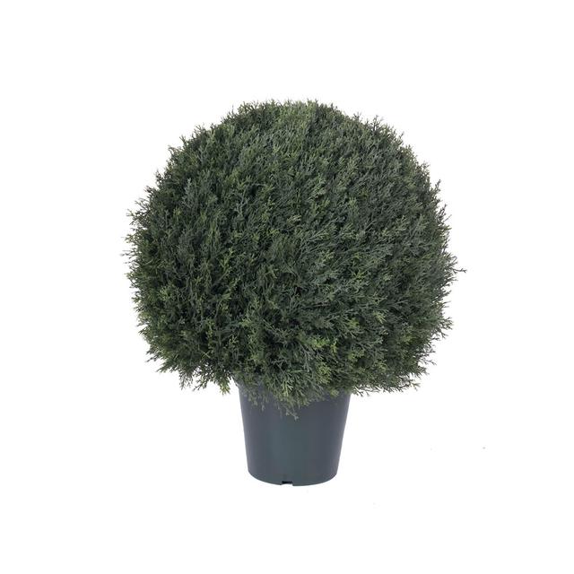24 in. UV Artificial Green Pond Cypress Ball in Pot