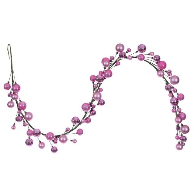 N250179 6 ft. Pink Ball Branch Garland, 1-2 in.