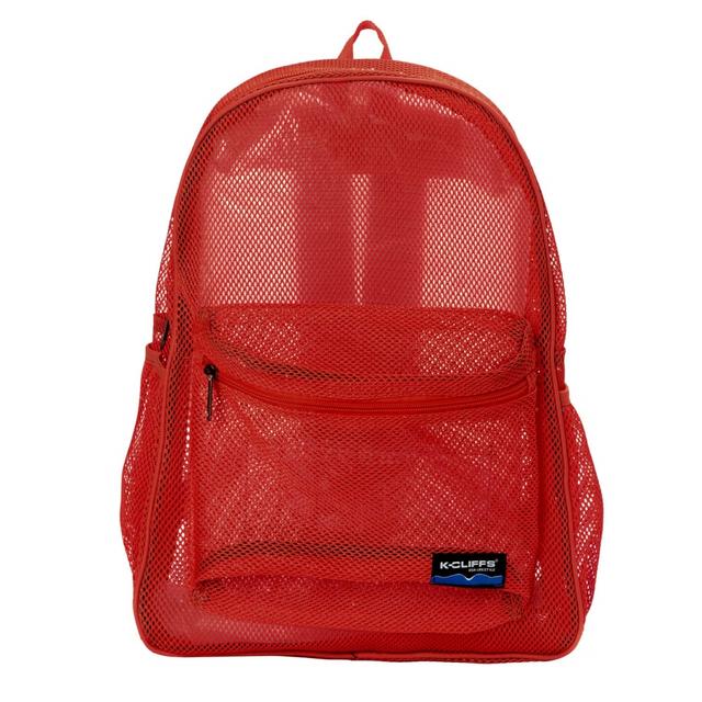 RT130-red 17 in. Unisex See Thru Mesh School Backpack for Netted, Gym, Sports Daypack, Red
