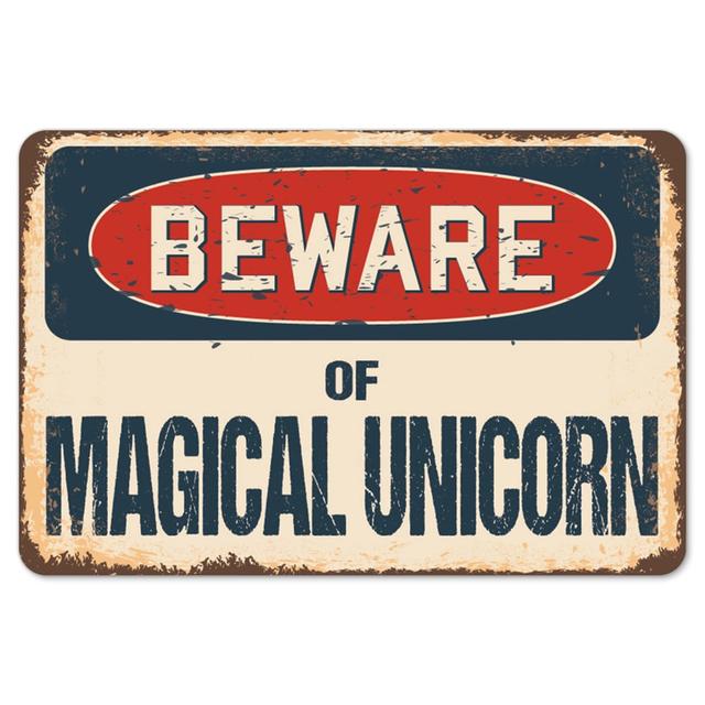 Beware of Magical Unicorn Rustic Sign