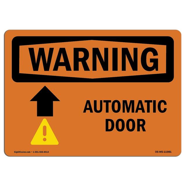 OSHA Warning Sign - Automatic Door Up Arrow with Symbol