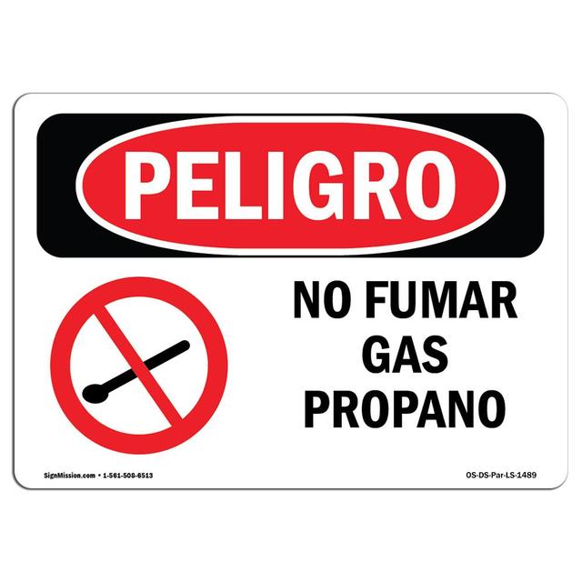7 x 10 in. OSHA Danger Sign - No Smoking Propane Spanish