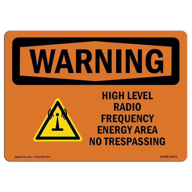 7 x 10 in. OSHA Warning Sign - High Level Radio Frequency Energy with Symbol