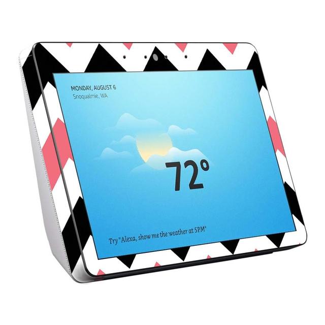 AMECSH18-Black Pink Chevron Skin Decal Wrap for Amazon Echo Show 2nd Gen Sticker - Black Pink Chevron