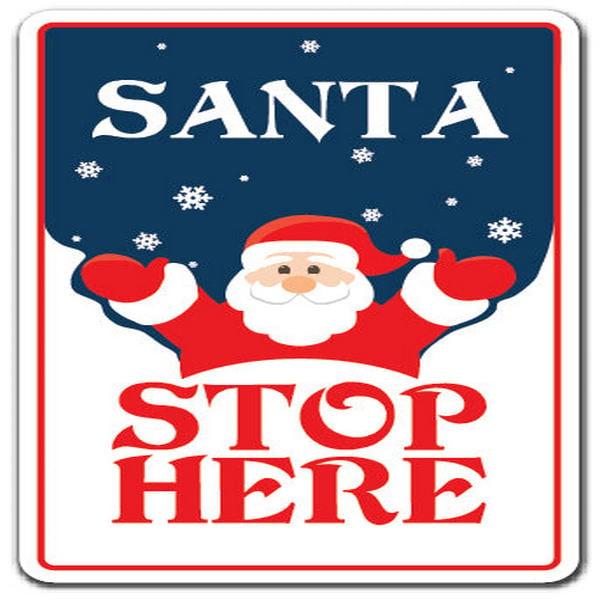 5 in. Santa, Stop Here Decal - Kids Christmas Shopping Holiday Season