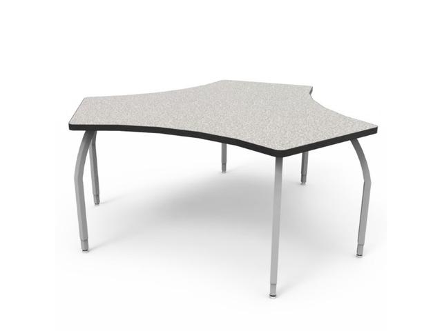 Wisconsin Bench ELO7400-EJASS-25 Elo Connect 4 Desk with Grey Nebula Laminate & 3 Junior Adjustable Smooth Silver Legs - 21-26 x 36 x 24 in.