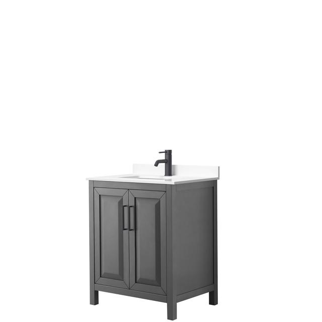 0.75 x 30 x 22 in. Daria Single Bathroom Vanity with White Cultured Marble Countertop&#44; Undermount Square Sink & Matte Black Trim&#44; Dark Gray
