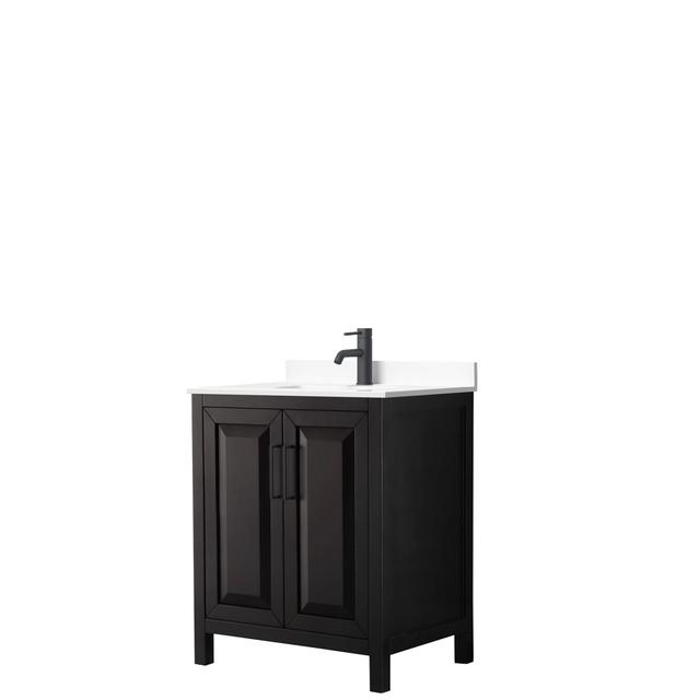 0.75 x 30 x 22 in. Daria Single Bathroom with White Cultured Marble Countertop&#44; Undermount Square Sink Matte Black Trim&#44; Dark Espresso