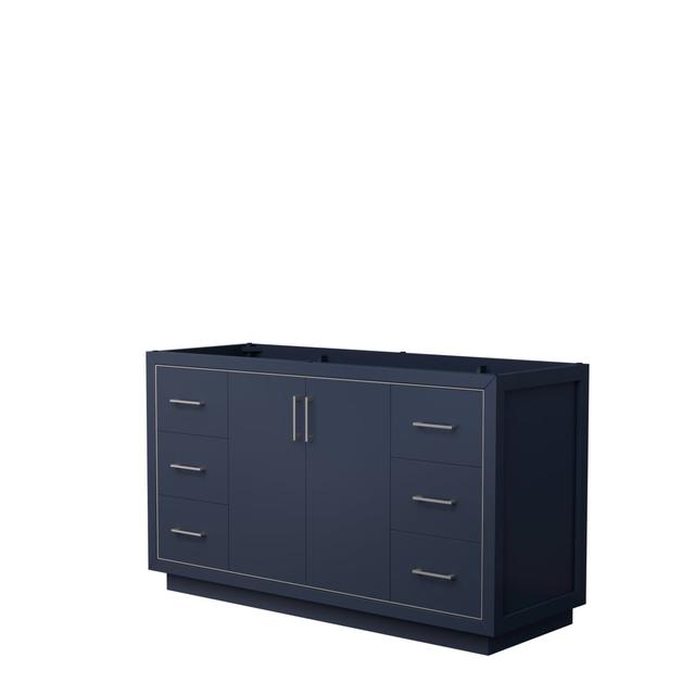 60 in. Icon Single Bathroom Vanity&#44; Dark Blue&#44; No Countertop&#44; No Sink & Brushed Nickel Trim