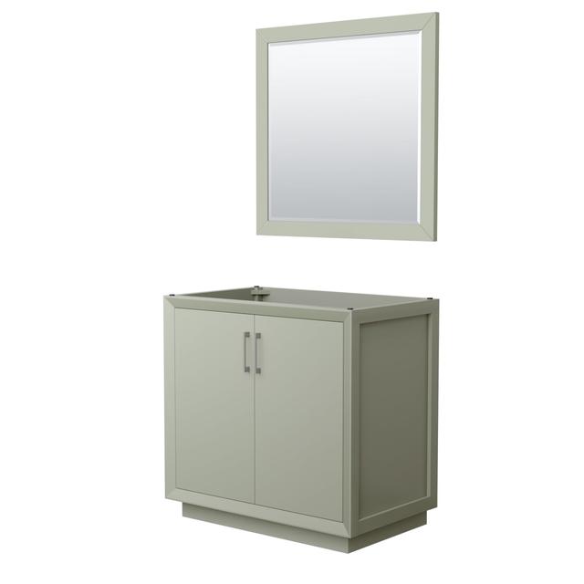 36 in. Strada Single Bathroom Vanity&#44; Light Green&#44; No Countertop&#44; No Sink & Brushed Nickel Trim - 34 in. Mirror