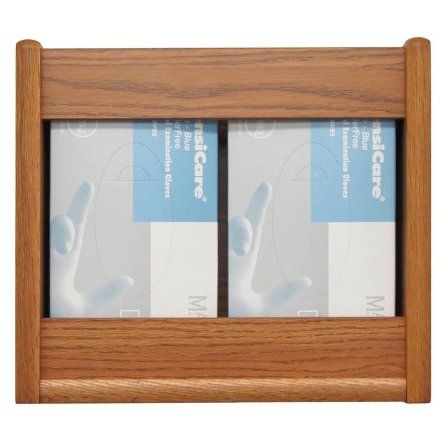 GBS11-2BM 2 Pocket Glove & Tissue Rectangle Box Holder - Black&#44; Medium Oak - 10.875 x 10 x 3.5 in.