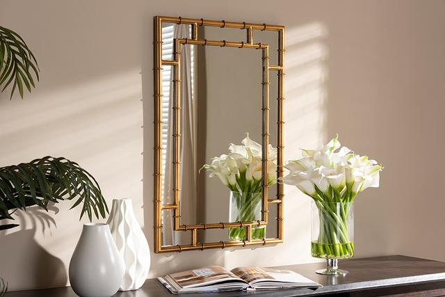 RXW-8008 Adra Modern & Contemporary Gold Finished Bamboo Accent Wall Mirror