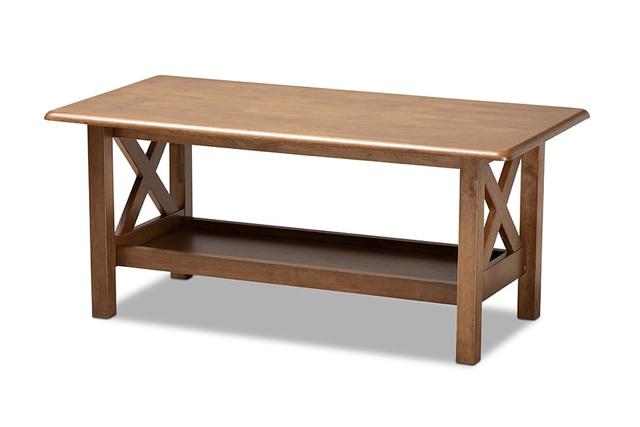 SW5208-Walnut-M17-CT Reese Traditional Transitional Walnut Brown Finished Rectangular Wood Coffee Table