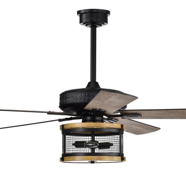 AL01P01WB Carmella 52 in. 2-Light Indoor Black and Brown Finish Ceiling Fan with Light Kit