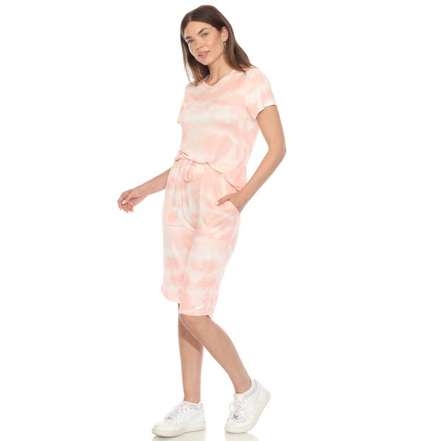 3627-05-XL Womens Soft Capri Pajama Lounge Set, Pink Tie Dye - Extra Large