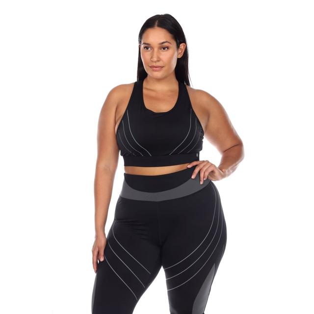 PS18582-01-3X Women Plus Size Peek a Boo Cut Out Back Mesh Sports Bra, Black - 3XL