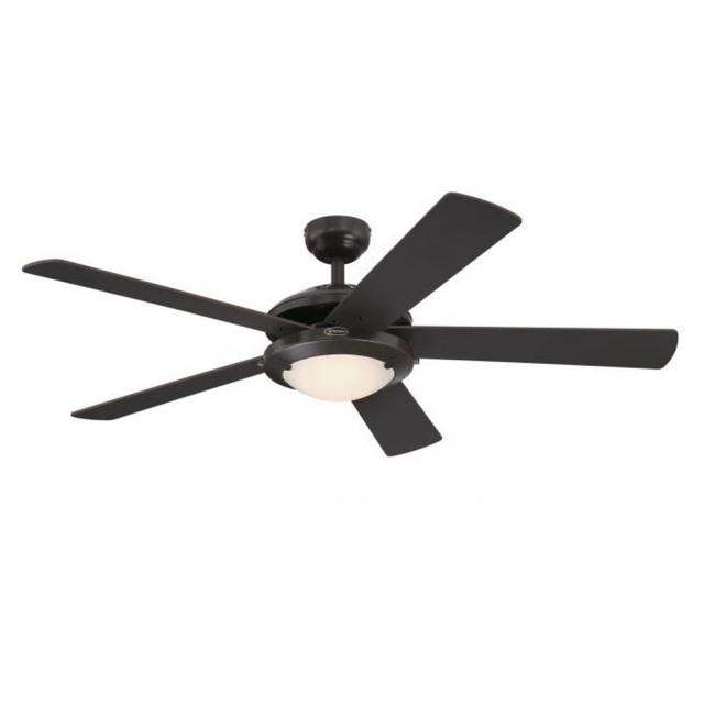 7307200 52 in.  Comet Indoor 5-Blade Ceiling Fan with Dimmable LED Light Fixture & Frosted Glass, Espresso
