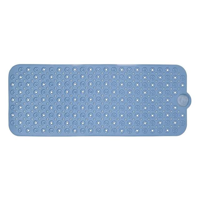 Blue Bath Mat, 40 x 16 Inch Extra Large No-Slip with Drain Holes