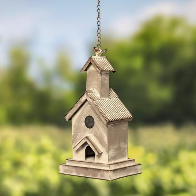 ZR175618-GV3 8.5 x 6.5 x 15 in. Hanging Galvanized Birdhouse, Church House