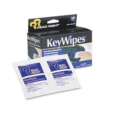 KeyWipes Keyboard & Hand Cleaner Wet Wipes  5 x 6 7/8  18/bx