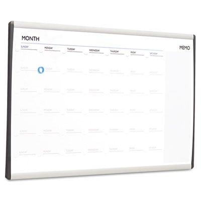 Magnetic Dry Erase Calendar  Painted Steel  18 x 30  White/Aluminum Frame