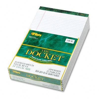 Docket Ruled Perforated Pads - White - Legal Rule/Size 8 1/2in. x 14in.