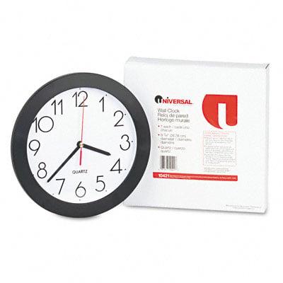 Universal  Round Wall Clock  9-3/4in  Black  1 AA Battery