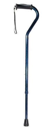 Drive Medical 10372BC-1 Adjustable Height Offset Handle Cane with Comfortable Gel Hand Grip- Blue Crackle