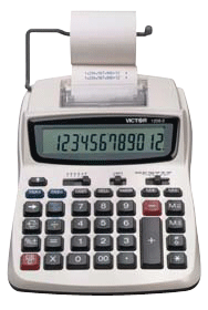 VICTOR TECHNOLOGY  Two-Color Compact Printing Calculator 12-Digit LCD Black/Red