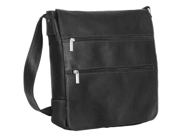 Laptop Messenger Bag with 2 Zip Pockets- Black