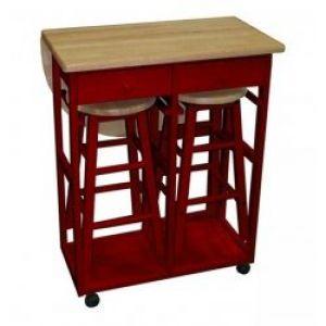 Ltd  Breakfast cart with drop-leaf table  Red