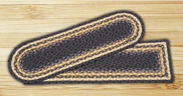 Capitol Importing  Lt. Blue-Dk. Blue-Mustard - 27 in. x 8.25 in. Oval Stair Tread