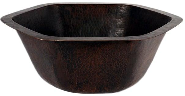 NAVARRE Hexagon Copper Bar and Prep Sink with Antigua Finish  16-Inch Width