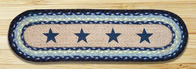 Earth Rugs 49-ST312BS Blue Stars Oval Stair Tread
