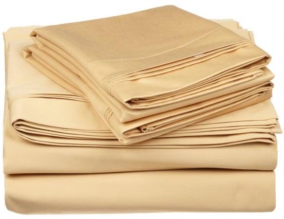 Egyptian Cotton 650 Thread Count Solid Sheet Set  King-Gold