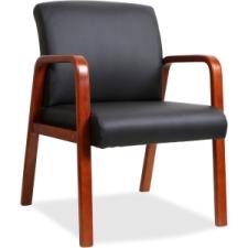 Black Leather Wood Frame Guest Chair