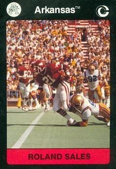 Roland Sales Football Card (Arkansas) 1991 Collegiate Collection No.75