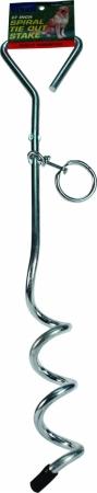 828015 Titan Spiral Tie Out Stake - Silver- 17 in.