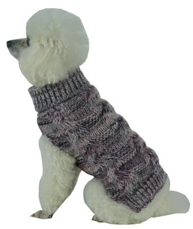Pet Life SW16GYXS Royal Bark Heavy Cable Knitted Designer Fashion Dog Sweater- Extra Small