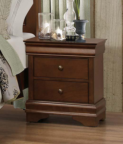 Homelegance  Abbeville Collection Night Stand with Hidden Drawer- Brown Cherry - 21.25 x 15.75 x 24 in.