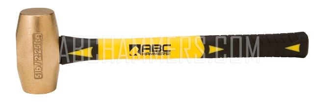 5 lbs Brass Hammer with 12 in. Fiberglass Handle